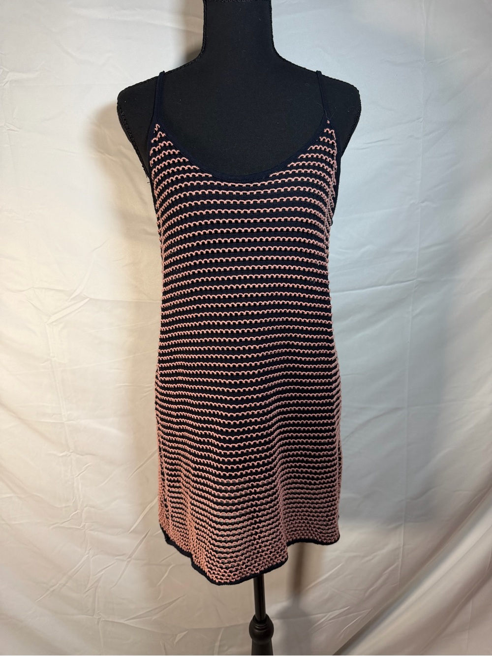 Zara Navy and Pink Striped Knit Mini Dress